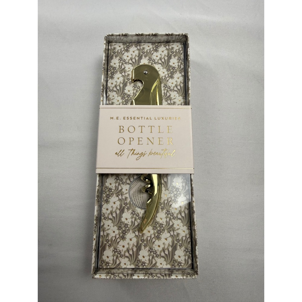 Margot Elena M.E. Essential Luxuries Gold Bottle Opener Wine Corkscrew New Boxed